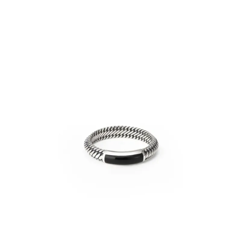 Buddha to Buddha Herrenring Ben Mini mit Onyx Silber