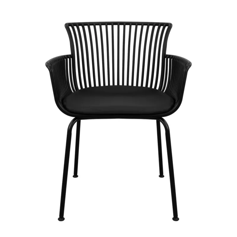 Gartenstuhl – Kunststoff Schale, PU-Leder Kissen, Schwarze Farbe - Otis | Kick Collection