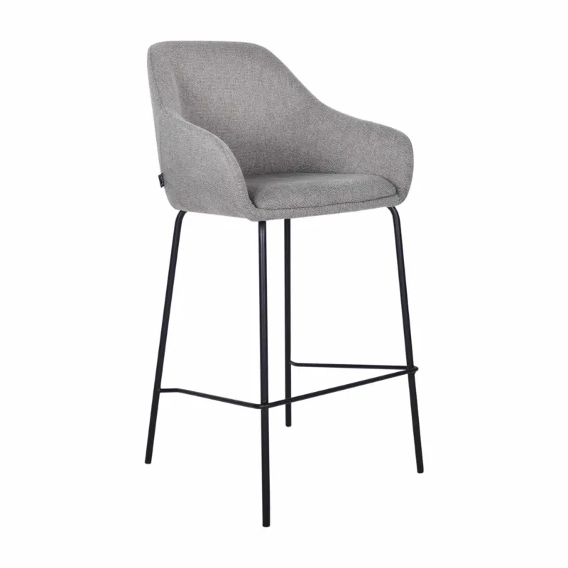 Barstuhl – Texturstoff, Metall Gestell, Armlehne Design, Dunkelgrau - Suus | Kick