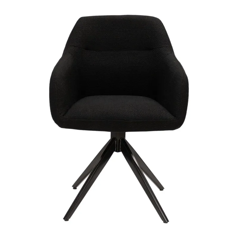 Drehstuhl – Strukturstoff Bezug, Schwarzes Metallgestell, Schwarze Farbe - Ravi | Kick Collection