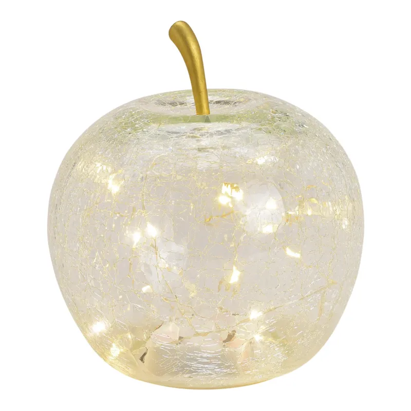 Dekoobjekt Apfel mit 20 LEDs transparentem Glas Timer-Funktion & stimmungsvollem Licht | Wurm