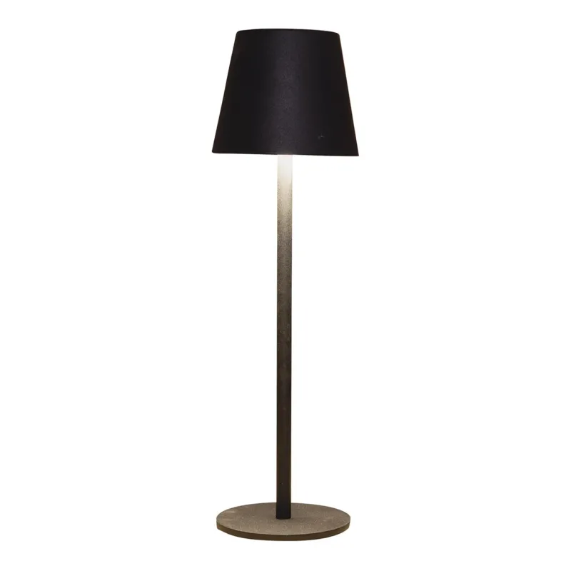 LED-Tischlampe Outdoor/Indoor mit warmweißem Licht, dimmbarer Touch-Funktion, USB-Ladekabel und mattschwarzem Metallgehäuse | Wurm