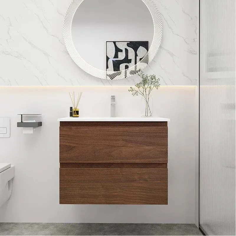 30" Modern Floating Bathroom Vanity Single Ceramic Sink with Drawers