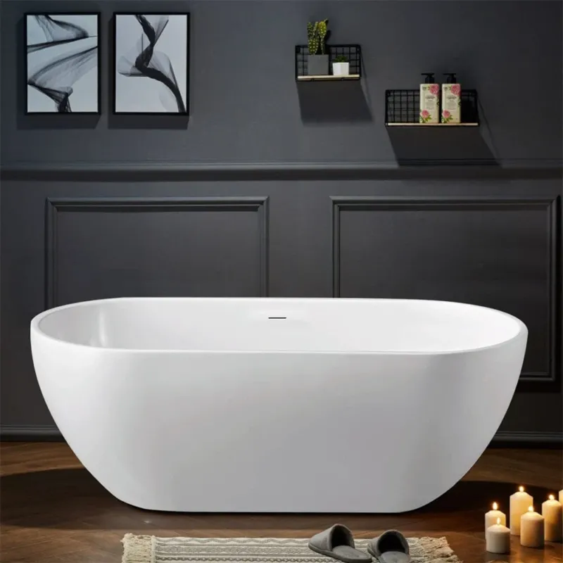 Mokleba 62 x 28 In Oval Freestanding Soaking Bathtub Acrylic White