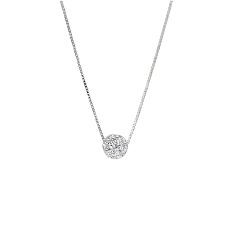 18 Karat Gold - 750 Weissgold Halskette mit Zirkonia Steinen - 143336