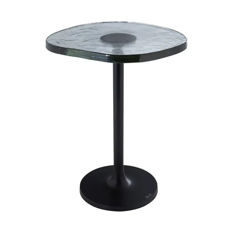 Beistelltisch – Geriffeltes Glas, Schwarzes Aluminium, Klare Oberfläche - Arvid | Fink Living