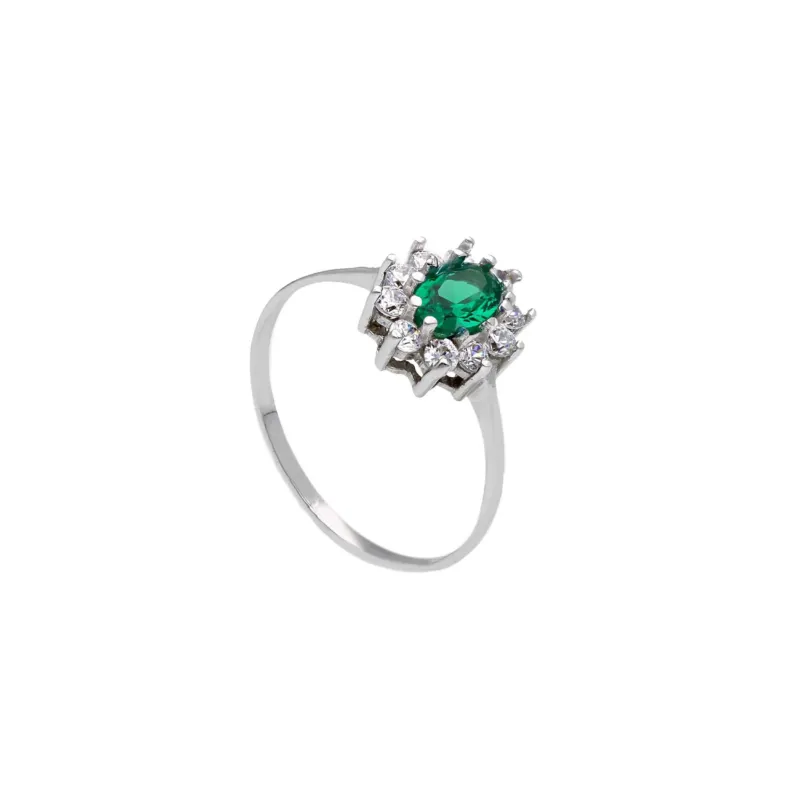 18 Karat Gold - 750 Zirkonia Ring mit grünen Stein - 180032