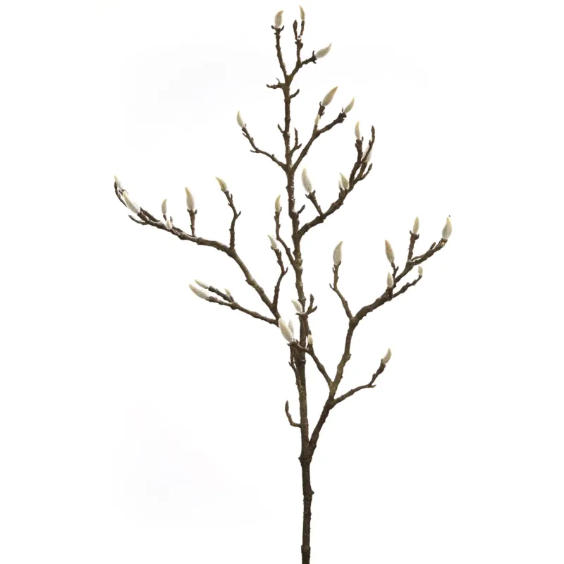 Kunstzweig – Dunkelbraune Kunstfasern, Magnolienknospen, Natürliche Zweigoptik - Magnolienknospenzweig | Fink Living