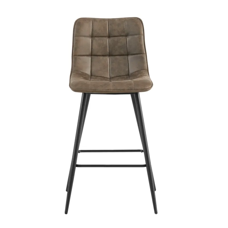 Barstuhl – Gepolsterter Sitz, Gesteppte Details, Ergonomische Form, Metallbeine – Lucille | Benoa