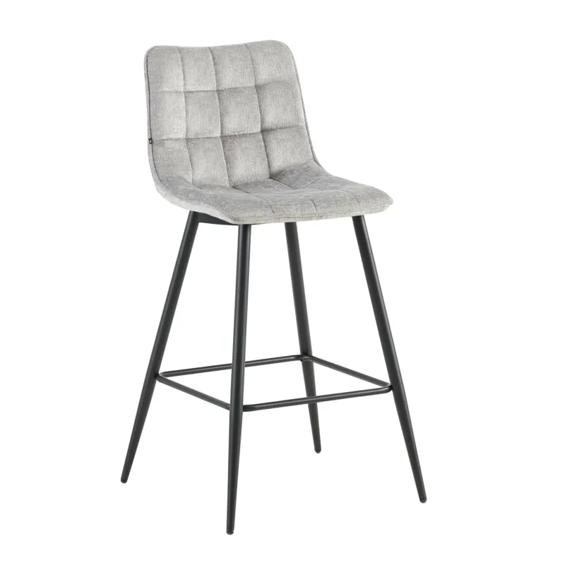 Barstuhl – Gepolsterter Sitz, Gesteppte Details, Ergonomisches Design, Metallbeine – Lucille | Benoa