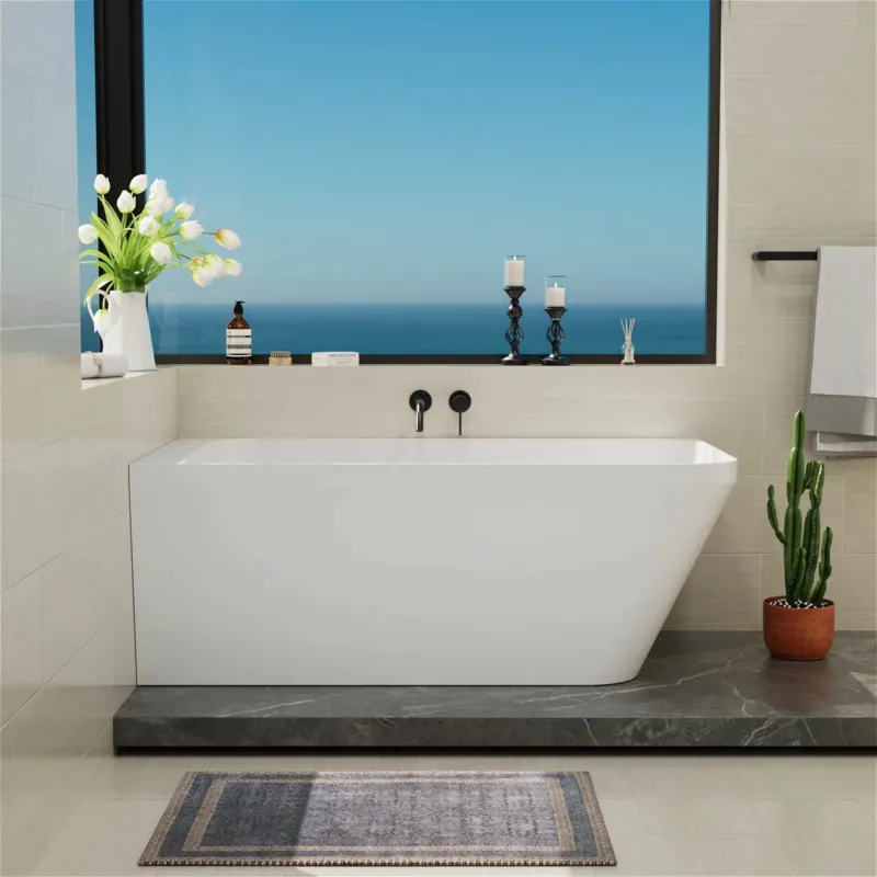 59" Corner Solid Surface Bathtub Two Sided Wall Fit