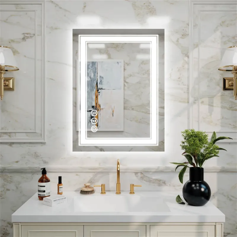 24"x32" LED Bathroom Mirror Anti-Fog Shatterproof ETL Certified