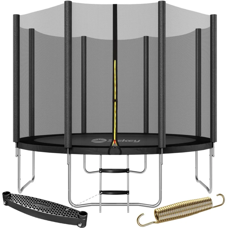 Sekey Trampolin Ø 366 cm für Garten – TÜV/GS-zertifiziertes Outdoor Trampolin mit Sicherheitsnetz, W-Beinen & Leiter – wetterfest & kindersicher, bis 150 kg belastbar Sekey