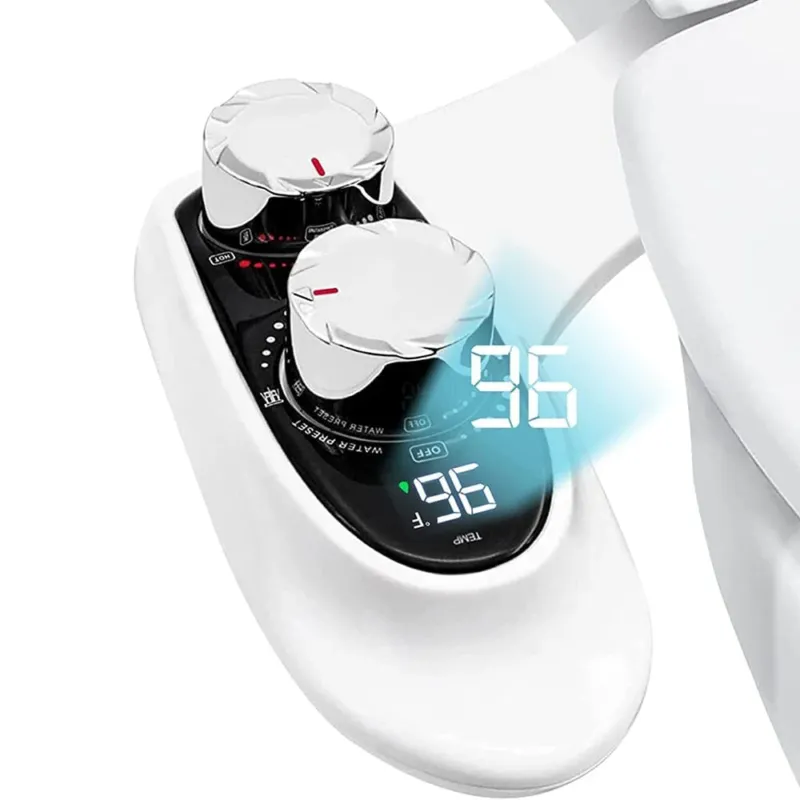 Bidet Toilet Attachment Adjustable Non-Electric Self Cleaning Retractable Nozzles for Rear & Feminine Wash