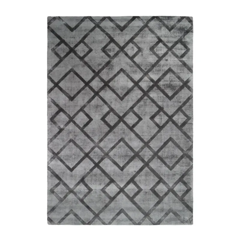 Teppich – Zickzackmuster, Viskosematerial, Anthrazitgrau, 200 x 290 cm - Luxury 410 | Kayoom