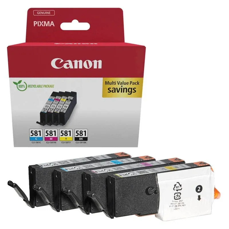 Canon CLI-581 BK/C/M/Y schwarz, cyan, magenta, gelb Druckerpatronen, 4er-Set