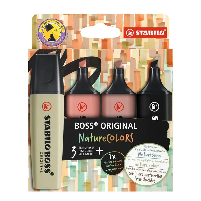 STABILO BOSS ORIGINAL Textmarker farbsortiert, 4 St.