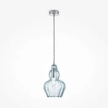 Pendelleuchte – Blaues Glas, Nickel-Finish, Strukturglas - Eustoma | Maytoni