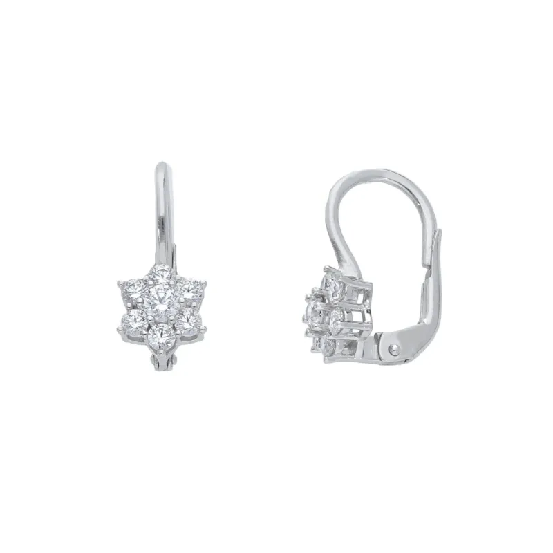 18 Karat Gold - 750 Weissgold Ohrstecker mit Zirkonia Steinen - 247672