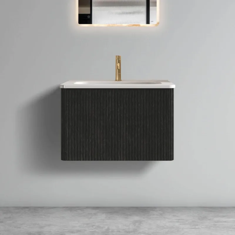 24 inch Striped Black Bathroom Vanity with Ceramic Sink