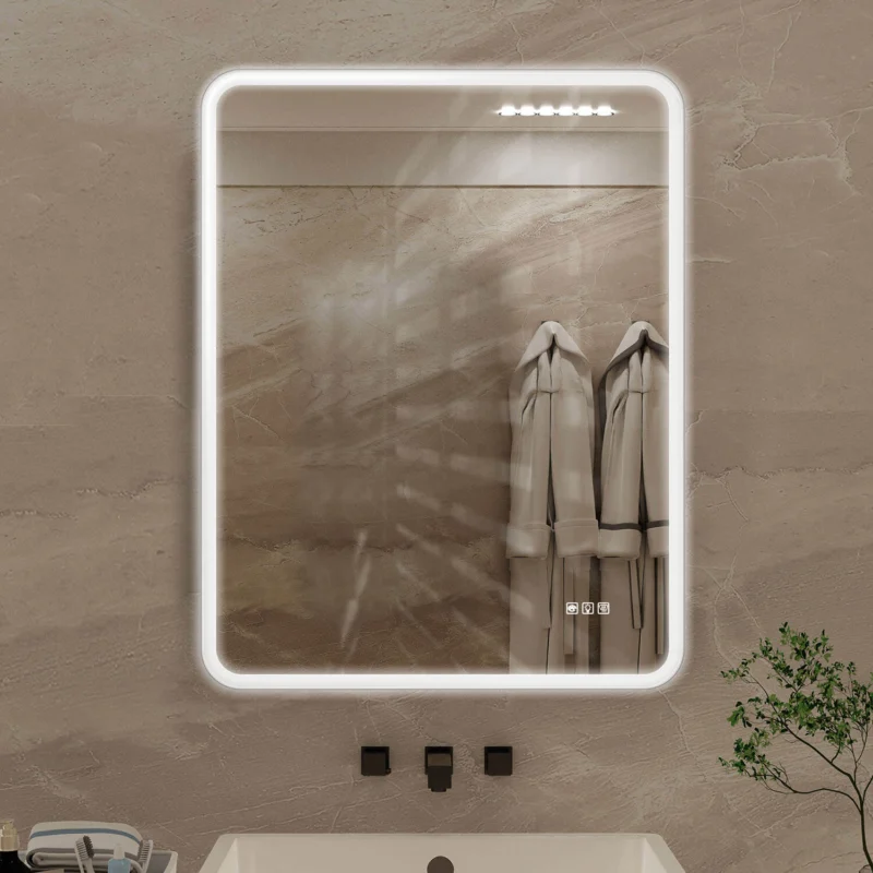 36" x 28" Rectangular Frameless Wall-Mounted Anti-Fog LED Bathroom Mirror