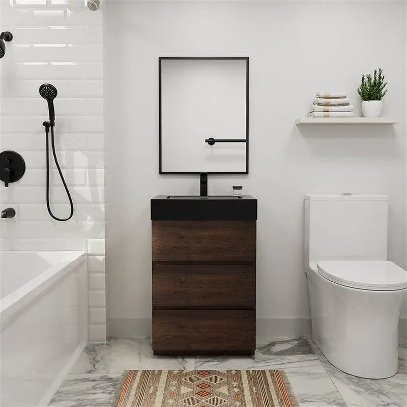 24" Pre-assembled Bathroom Vanity with Sink Floor-Mounted One-Piece Sink Cabinet