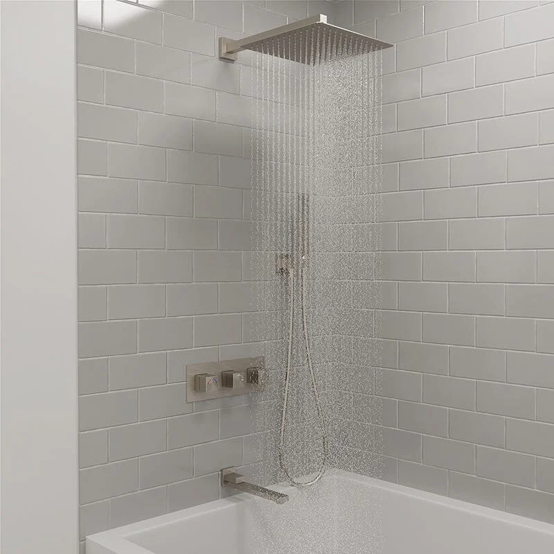Bathroom 12" Square Wall-Mounted Shower Set with Hand Shower & Tub Spout