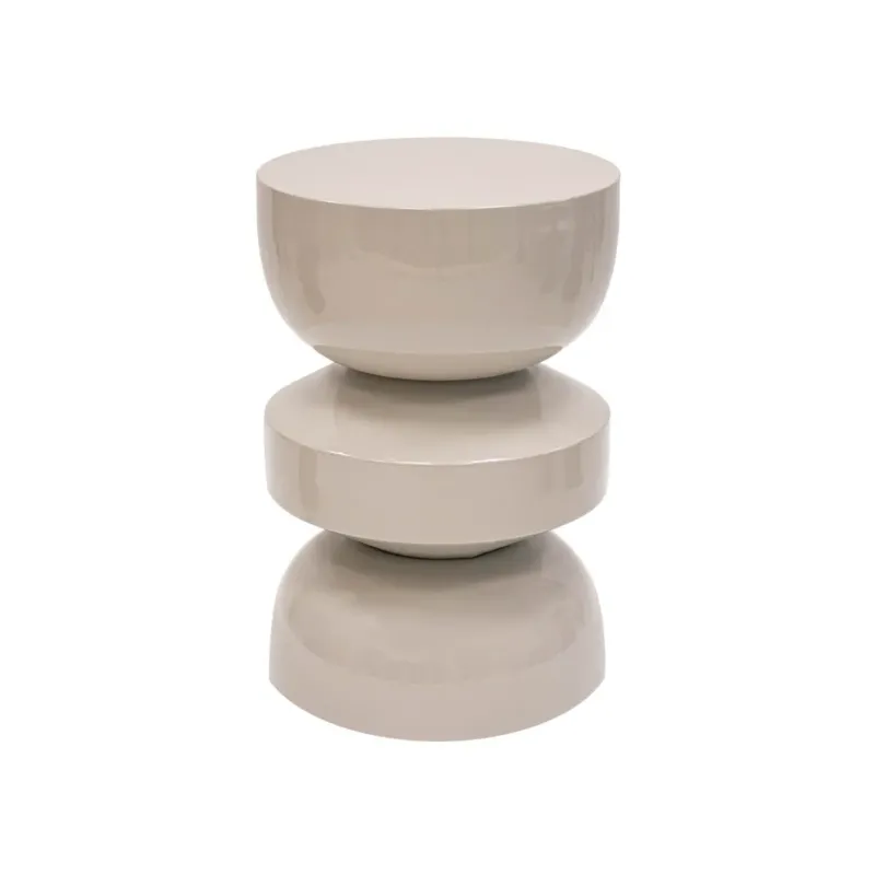 Beistelltisch – Beige Farbe, Glänzende Oberfläche, Skulpturales Design - Esra | Kick Collection