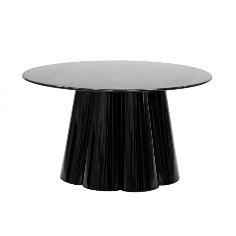Beistelltisch – Skulpturales Blumendesign, Glänzende Oberfläche, Schwarz Ton, L - Ida | Kick Collection