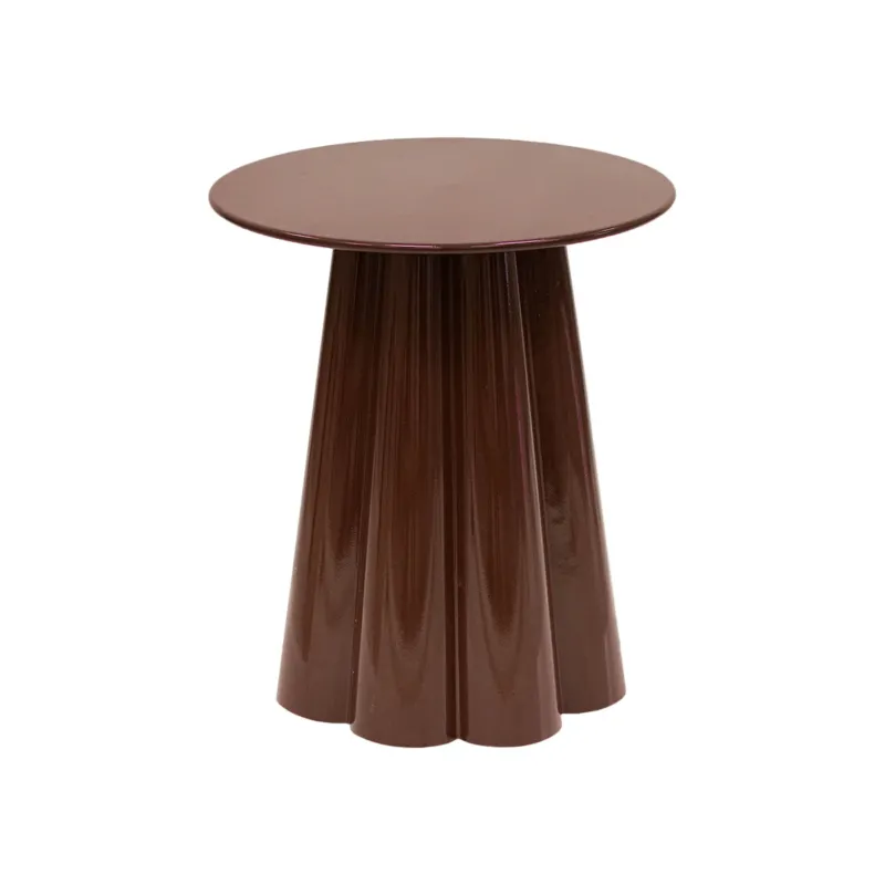 Beistelltisch – Skulpturales Blumendesign, Glänzende Oberfläche, Braun Ton, M - Ida | Kick Collection