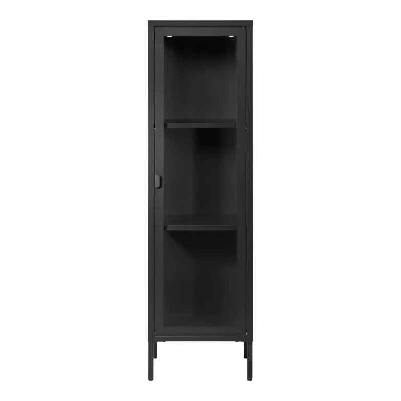 Vitrinenschrank – Schwarzer Stahl, Glastür, schlanke Form - Brisbane | House Nordic