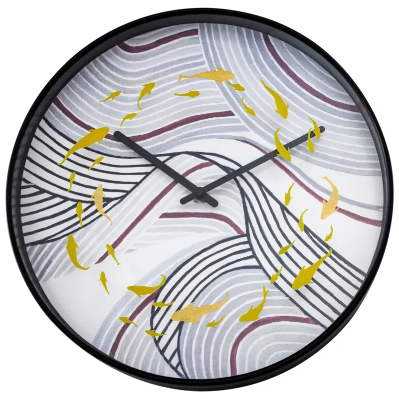 Wanduhr – Abstrakte Kois, Bewegte Wellen, Stilles Werk - Koi | NeXtime