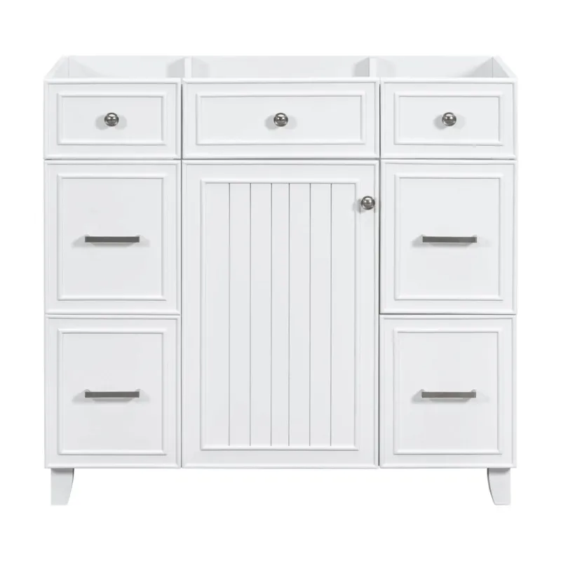 36 inch White Bathroom Vanity Cabinet with 4 Drawers