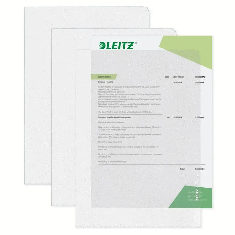 10 LEITZ Sichthüllen 4000 Standard DIN A4 transparent genarbt 0,13 mm