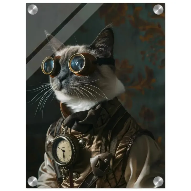Schoolposter - Tonkinese Katze, Steampunk-Outfit, Plexiglasdruck | St Tropez Art
