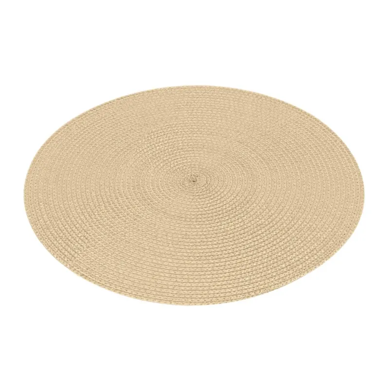 4er Set Platzset rund 35 cm Natur Beige Tischset Tischdeko Unterlage