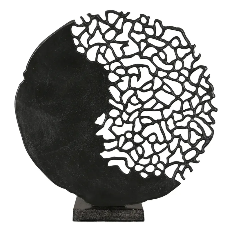 Skulptur – Schwarzes Aluminium, Antikes Finish, Runde Silhouette - Osaka | Gilde