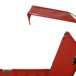 Sonnenschutz Sonnendach für FIAM Amigo Liegen in Rot mit Metallgestänge, Gesamtansicht.