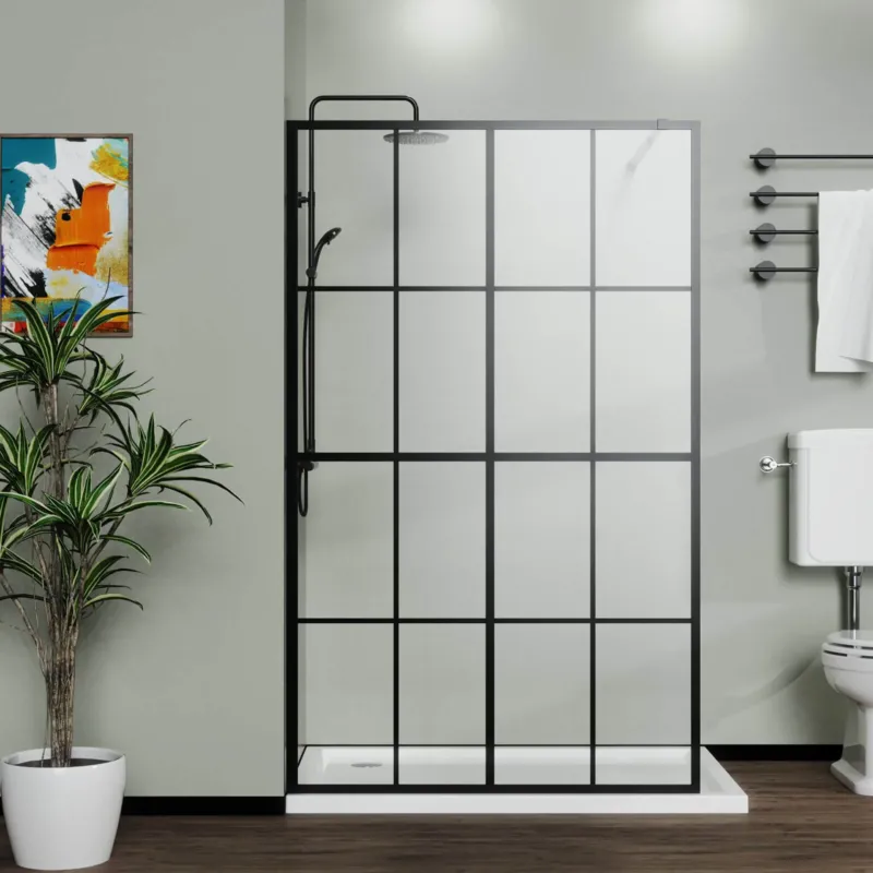 46 x 72 inch Clear Glass Grid Shower Screen Panel