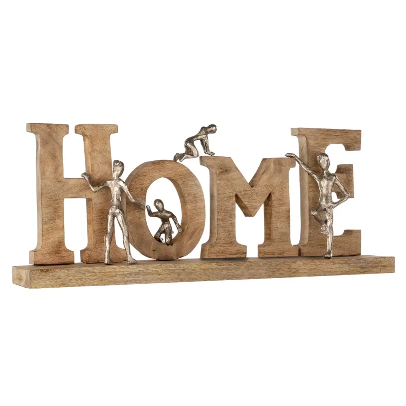 Schriftzug – Natürliches Mangoholz, Familienmotiv, Dekorativer Look - Home | Gilde