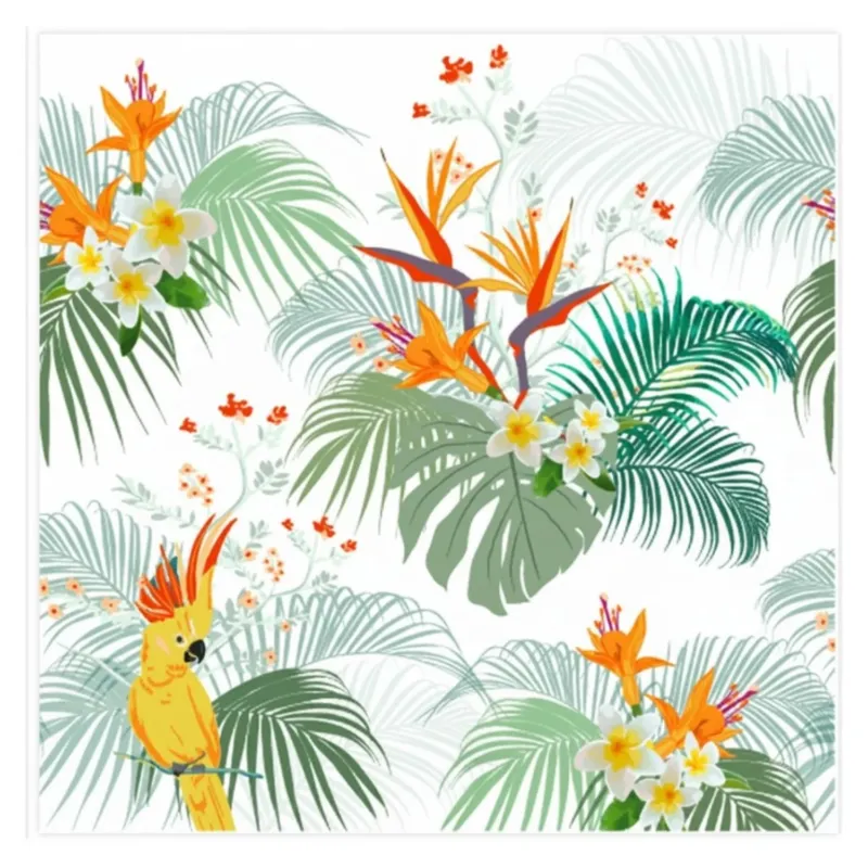 40 Stk. Servietten Kakadu Sommer Bunt Weiß Papier 33x33 cm Papierservietten Einwegservietten