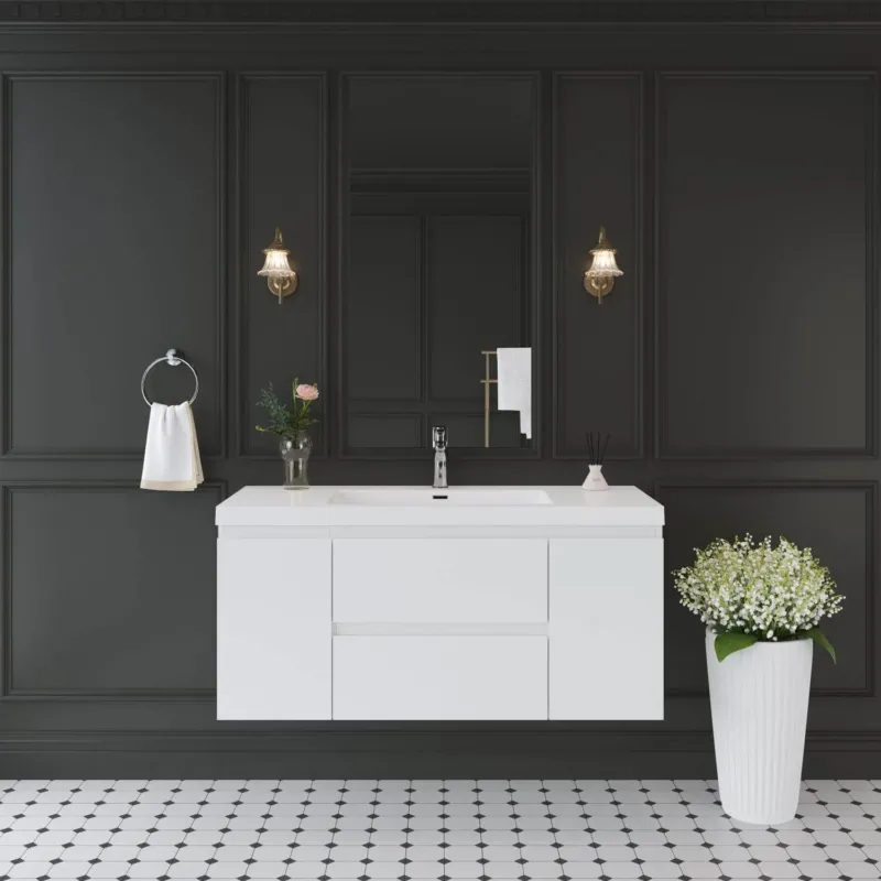 48 inch Waterproof Coated Solid Wood Floating Vanity