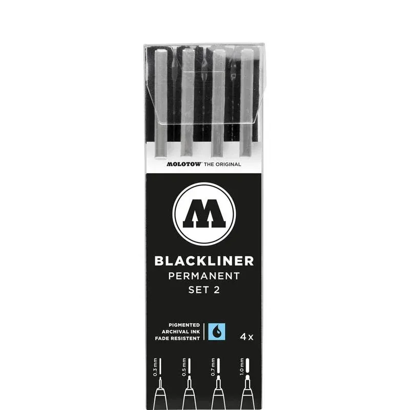 MOLOTOW BLACKLINER SET 2 Fineliner-Set schwarz, 4 St.