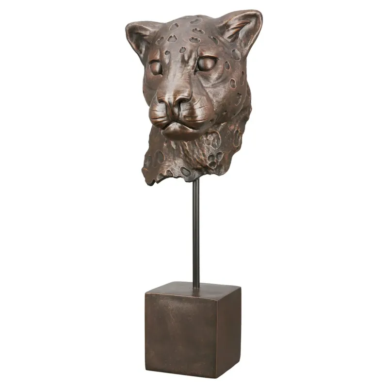 Skulptur – Bronzefarbene Optik, Leopardendesign, Kunstharzfigur - Antique | Gilde