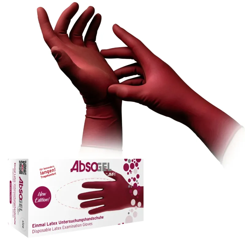 Absogel Handschuh Latex puderfrei Bordeaux