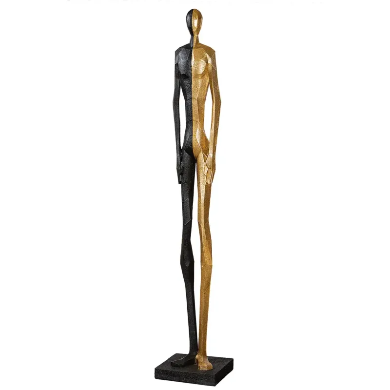 Skulptur – Glattes Kunstharz, Gold Schwarz, Hohe Form, 184 cm - Halfway | Gilde