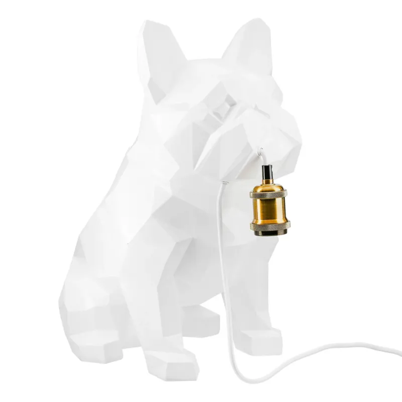 Tischleuchte – Glänzende Oberfläche, Bulldoggen Design, Weiße Optik - Geo | Gilde