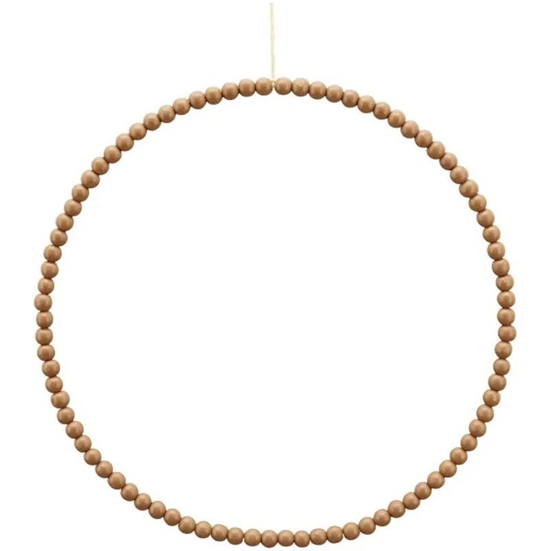 Holzperlenkranz Ringhänger Natur Hellbraun 35 cm