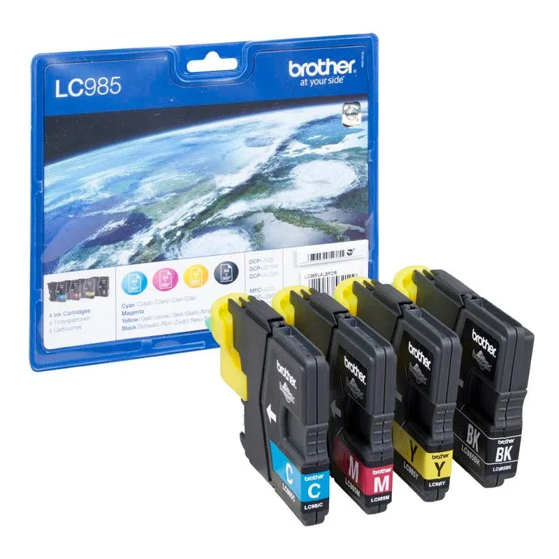 brother LC-985BK/C/M/Y schwarz, cyan, magenta, gelb Druckerpatronen, 4er-Set