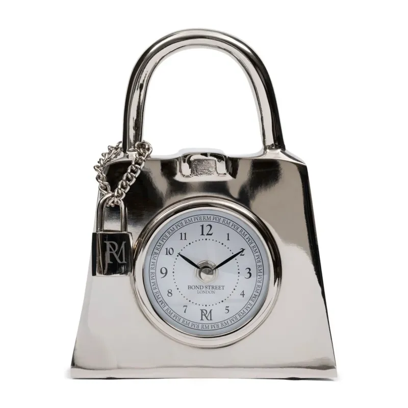 Tischuhr Aluminium Silber in Taschenform 19 cm 1 – Lovely Bag | Rivièra Maison - Esszett Luxury | Stilvolles Wohnen mit Charakter